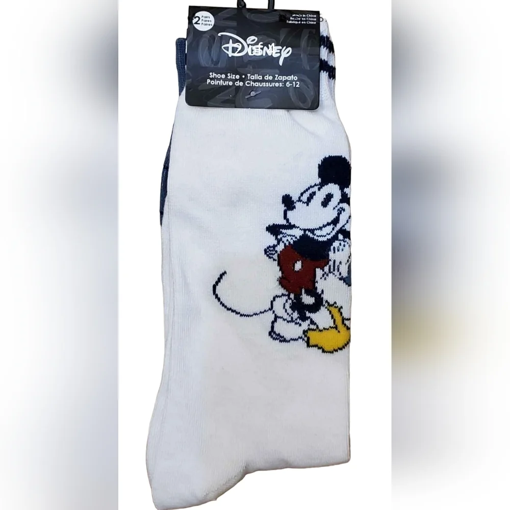 New Men's Disney‎ Mickey Mouse & Donald Duck Crew Socks 2 Pairs
